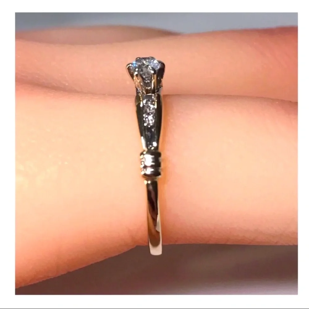 14KT SOLID YELLOW GOLD .25 CARAT TOTAL WEIGHT 6 PRONG SET DIAMOND ACCENT BEAUTY - Picture 5 of 12